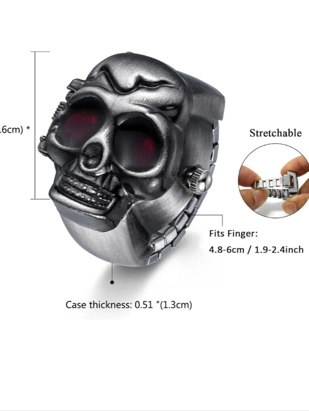 Men's Skull Ring Watch with Red Eyes -